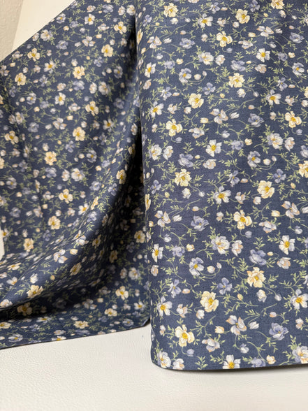 Nostalgia- Navy Floral "Shirley - Smokey Indigo"- 43” Wide- Cotton Fabric- Sevenberry- Gardenias