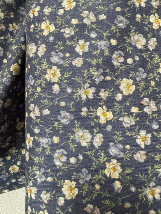 Nostalgia- Navy Floral "Shirley - Smokey Indigo"- 43” Wide- Cotton Fabric- Sevenberry- Gardenias