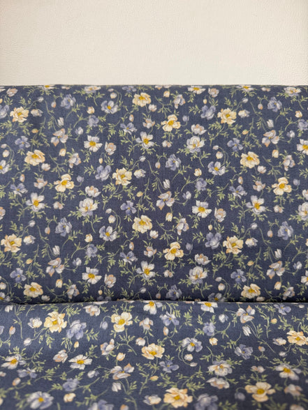 Nostalgia- Navy Floral "Shirley - Smokey Indigo"- 43” Wide- Cotton Fabric- Sevenberry- Gardenias