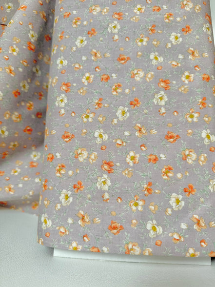 Nostalgia- Taupe Floral "Shirley"- 43” Wide- Cotton Fabric- Sevenberry- Gardenias