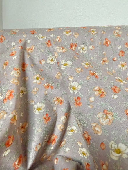 Nostalgia- Taupe Floral "Shirley"- 43” Wide- Cotton Fabric- Sevenberry- Gardenias