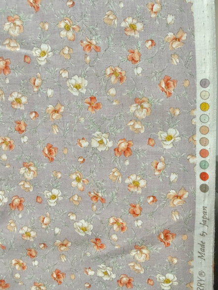 Nostalgia- Taupe Floral "Shirley"- 43” Wide- Cotton Fabric- Sevenberry- Gardenias