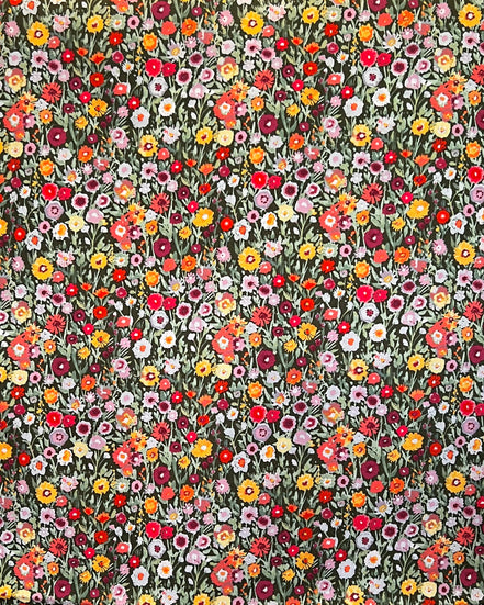 Orange, Red, Burgundy, Yellow, Lilac Floral Cotton Fabric- “Blooming Prairie Allium”- Art Gallery- 44"