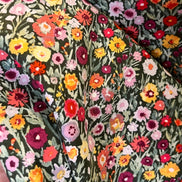 Orange, Red, Burgundy, Yellow, Lilac Floral Cotton Fabric- “Blooming Prairie Allium”- Art Gallery- 44