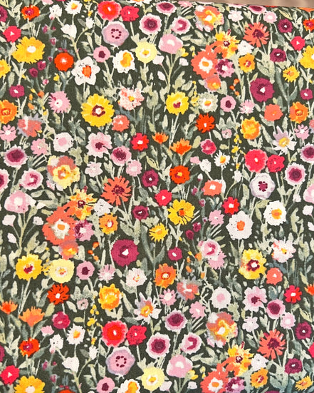 Orange, Red, Burgundy, Yellow, Lilac Floral Cotton Fabric- “Blooming Prairie Allium”- Art Gallery- 44"