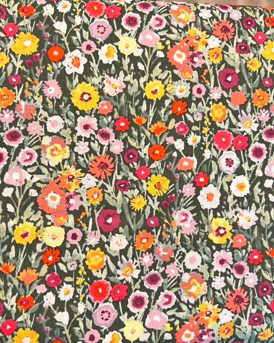 Orange, Red, Burgundy, Yellow, Lilac Floral Cotton Fabric- “Blooming Prairie Allium”- Art Gallery- 44"