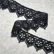 Black Floral Guipure- Lace Trim 4217- 1.65