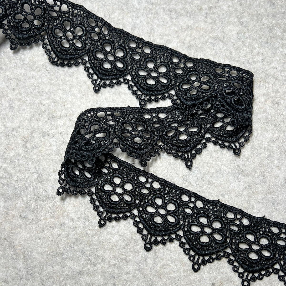 Black Floral Guipure- Lace Trim 4217- 1.65