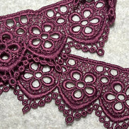 Wine Floral Guipure- Lace Trim 4217- 1.65