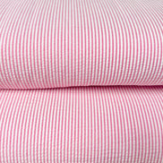 Hot Pink and White Seersucker Stripe- 57” Wide- Cotton Poly Blend