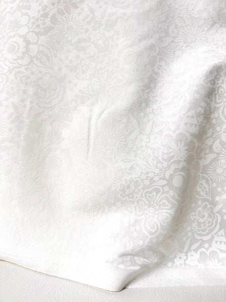 White on White- Lasenby Silhouette Lindy- Liberty Cotton- 44” Wide- Semi Sheer