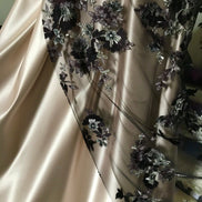 Black, Dark Eggplant, and Gray Embroidery on Tulle- 52” Wide (107)