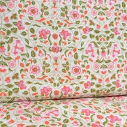 Dark Pink, Orange, Green Floral Print on Cream- Craft Garden Tapestry Trail A- Liberty Cotton- 44