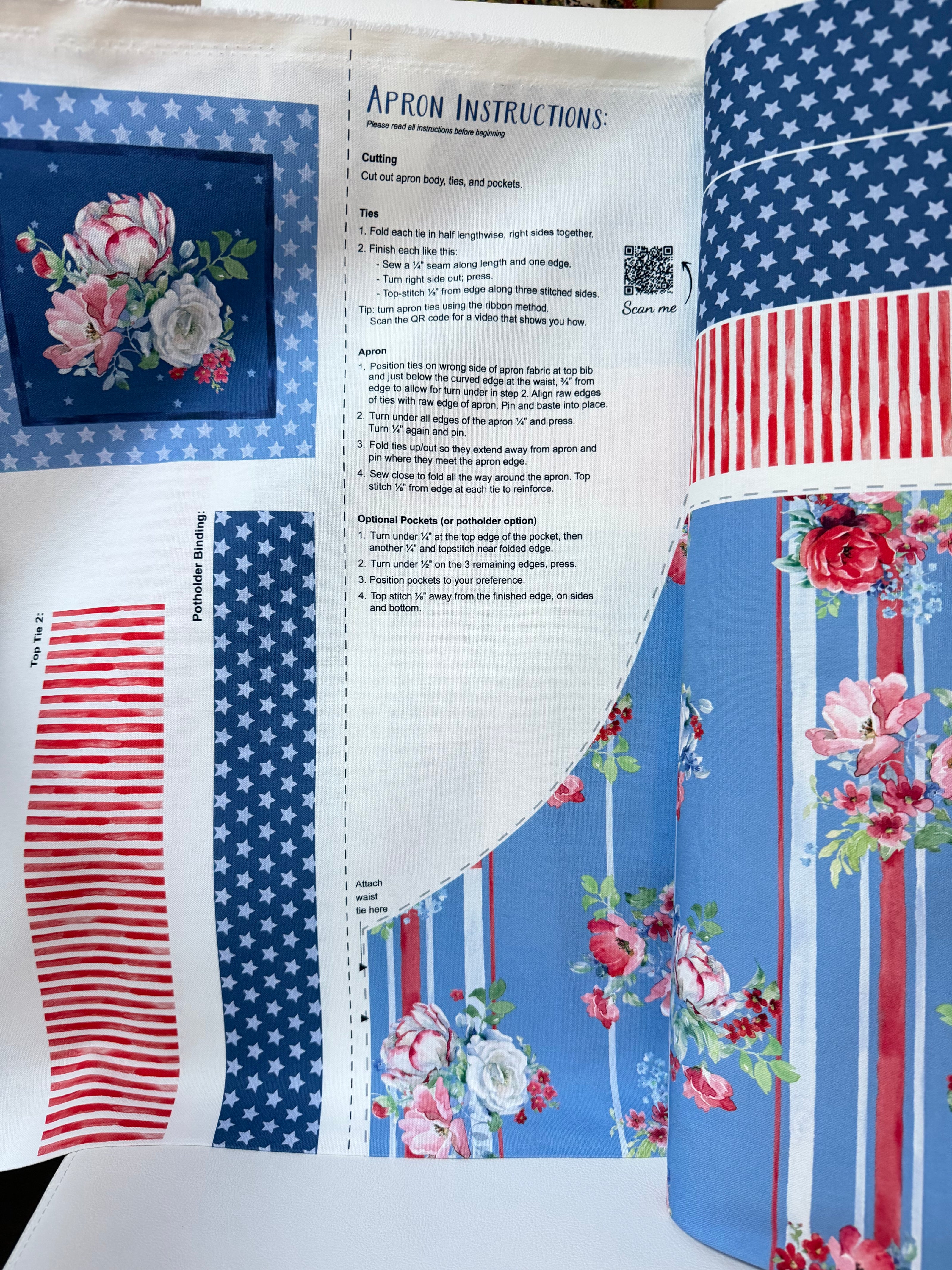 Canvas Apron Panel- Clothworks- Americana- Cotton Fabric- (CLTY4777-88)
