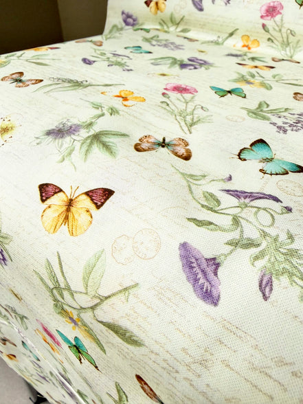 Butterflies, Florals "Flower Sprigs Tossed - PALE GREEN” 44” Wide Cotton Fabric