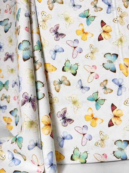 Butterflies "Tossed Butterflies” 44” Wide Cotton Fabric