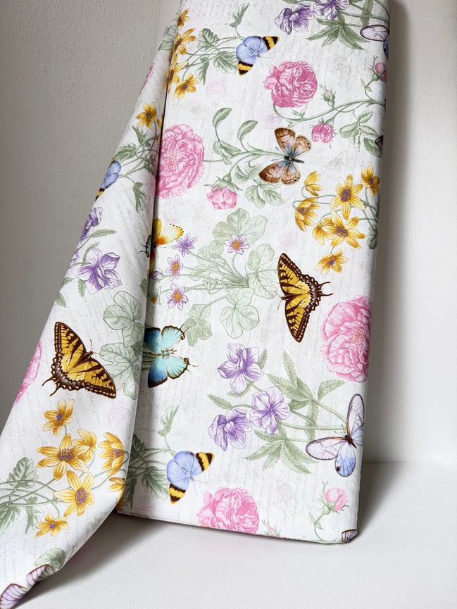 Butterflies, Florals "Large Floral - Cream” 44” Wide Cotton Fabric