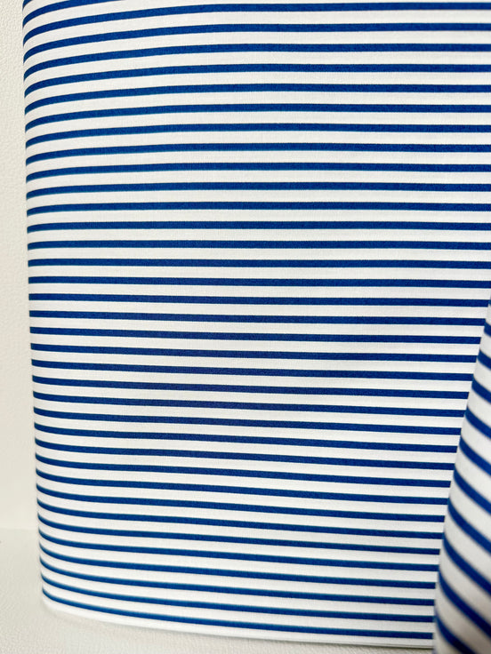 Navy Blue, White Stripes- Petite Basics- Sevenberry- Cotton Fabric- 44” (Royal)