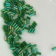 Miyuki 3MM Glass Bugle Beads- Green AB- (2055)