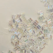 Miyuki 3MM Glass Bugle Beads- Crystal AB- (2056)