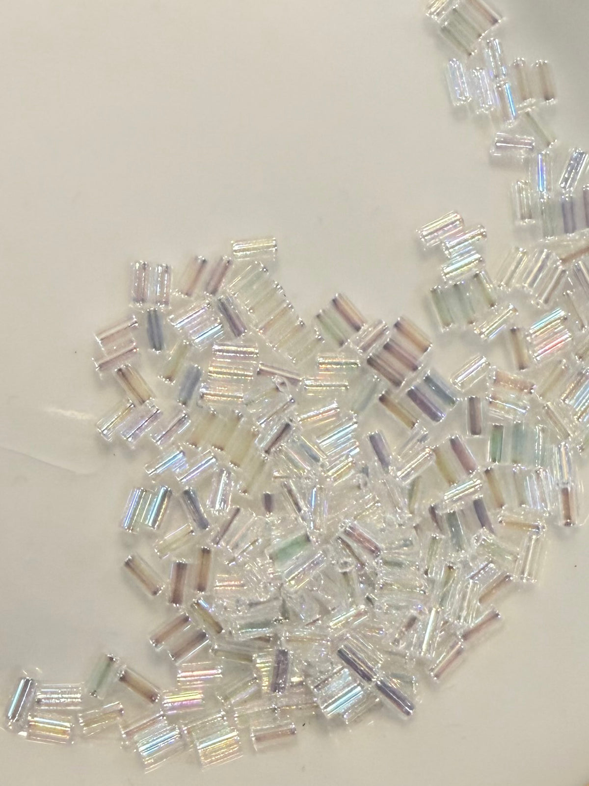 Miyuki 3MM Glass Bugle Beads- Crystal AB- (2056)