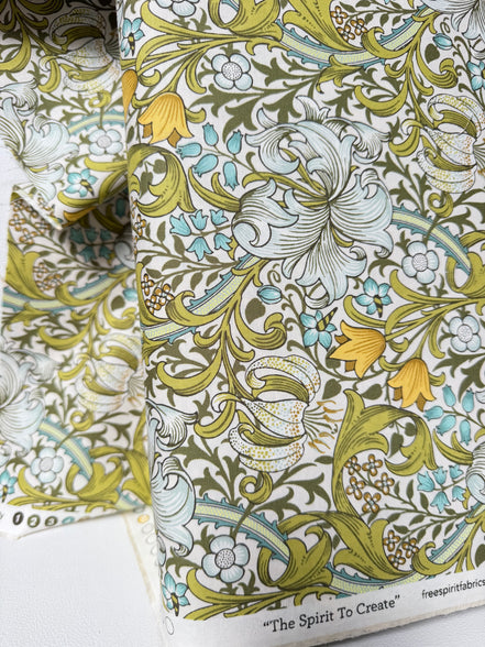 William Morris Large Florals- 44” Wide Cotton Fabric- “Golden Lily Sunshine"