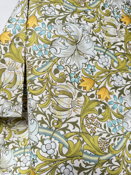 William Morris Large Florals- 44” Wide Cotton Fabric- “Golden Lily Sunshine"