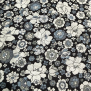 Flownny 100% Cotton Fabric - Lawn- Black, White Floral- 43