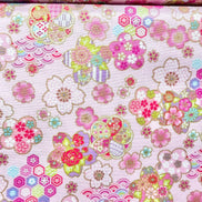 Cosmo Pink Flowers, Gold Metallic- 43” Wide Cotton Fabric- AP61106-1B