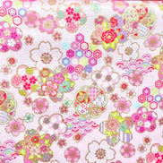Cosmo Pink Flowers, Gold Metallic- 43” Wide Cotton Fabric- AP61106-1B