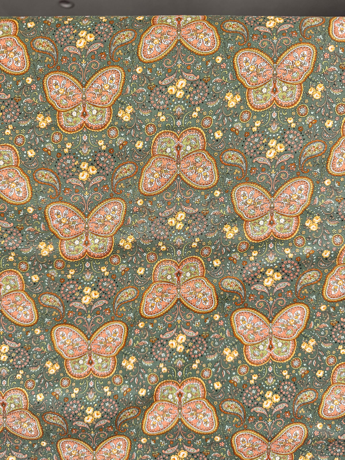 Butterflies, Paisley- Cotton Lawn 43”- KP9071-3C- Green- Cosmo