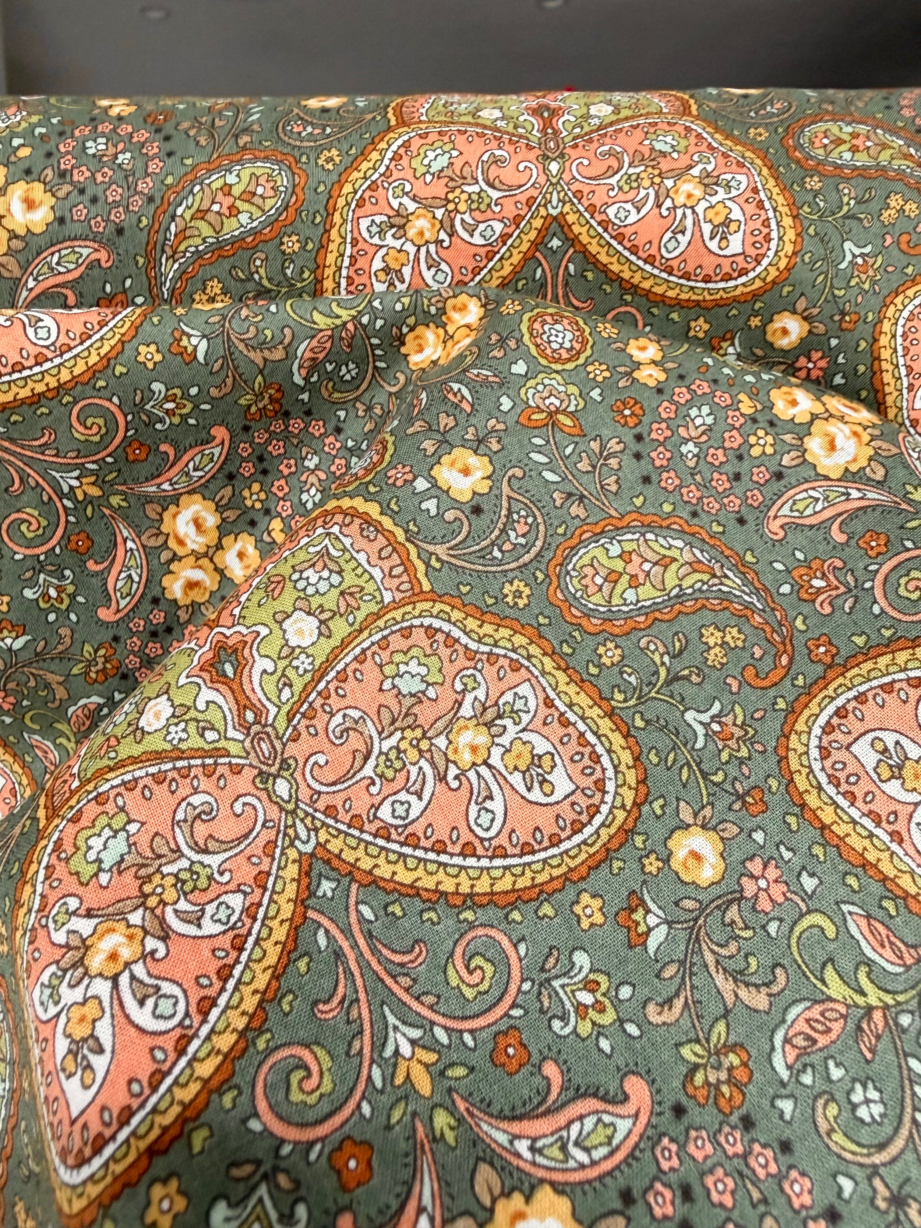 Butterflies, Paisley- Cotton Lawn 43”- KP9071-3C- Green- Cosmo