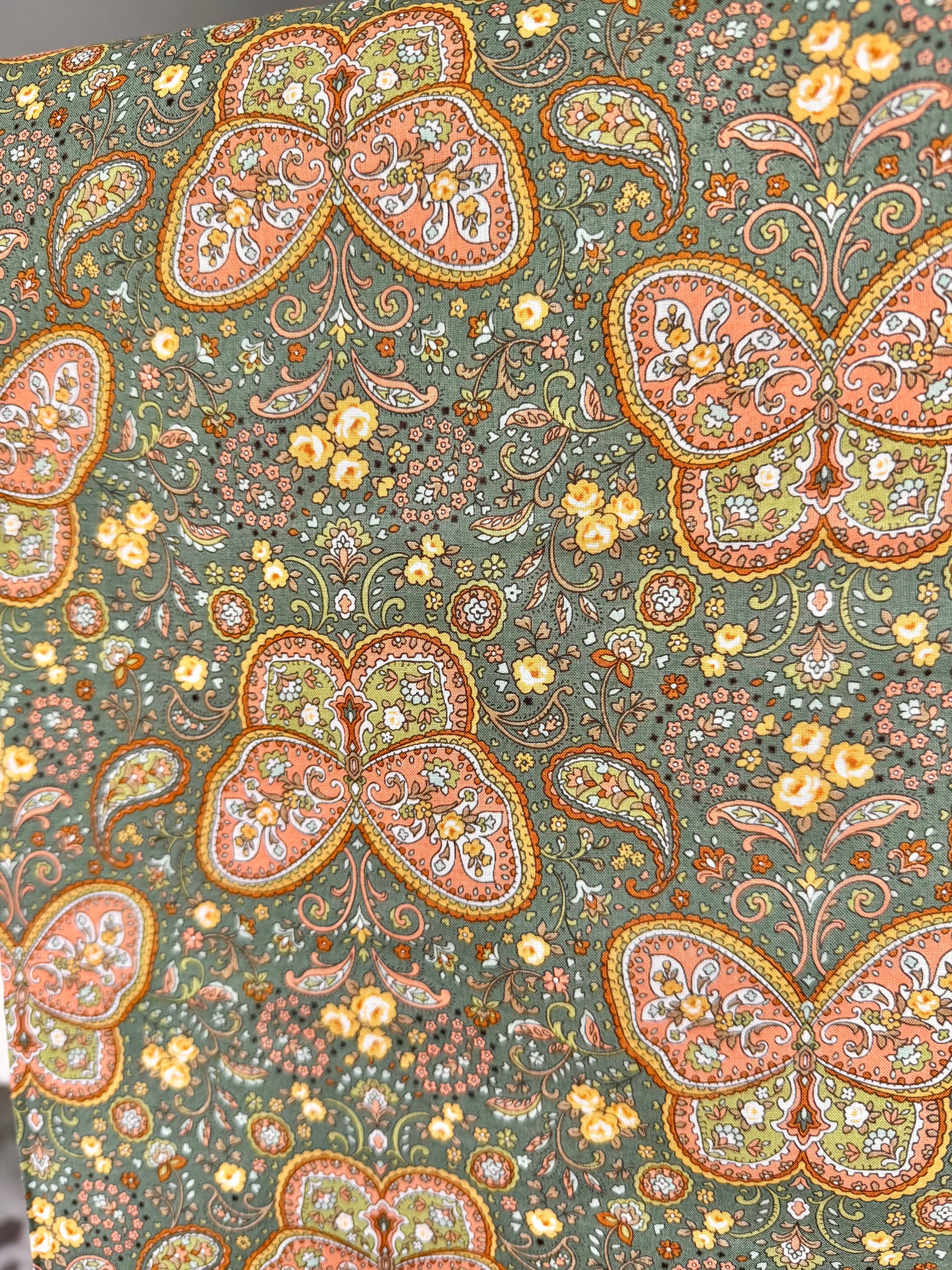 Butterflies, Paisley- Cotton Lawn 43”- KP9071-3C- Green- Cosmo