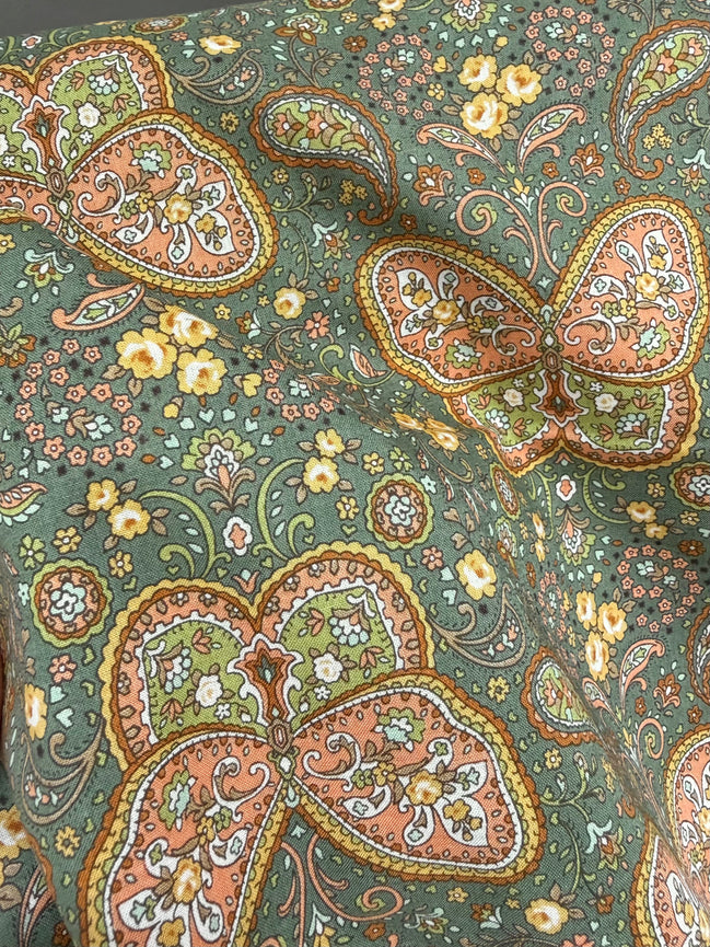 Butterflies, Paisley- Cotton Lawn 43”- KP9071-3C- Green- Cosmo