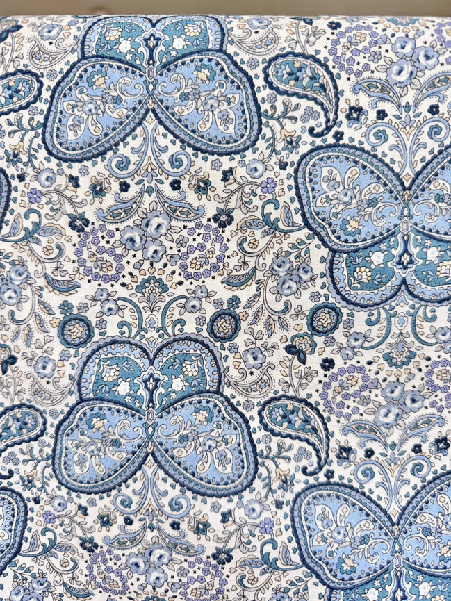 Butterflies, Paisley- Cotton Lawn 43”- KP9071-3A- Blue, White- Cosmo