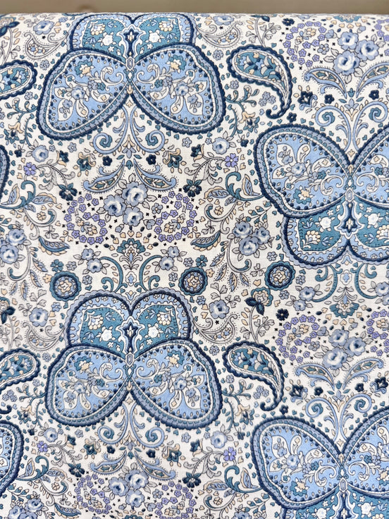 Butterflies, Paisley- Cotton Lawn 43”- KP9071-3A- Blue, White- Cosmo