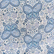 Butterflies, Paisley- Cotton Lawn 43”- KP9071-3A- Blue, White- Cosmo