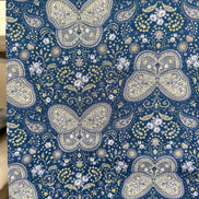 Butterflies, Paisley- Cotton Lawn 43”- KP9071-3E- Blue, Gray- Cosmo
