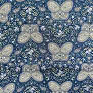 Butterflies, Paisley- Cotton Lawn 43”- KP9071-3E- Blue, Gray- Cosmo