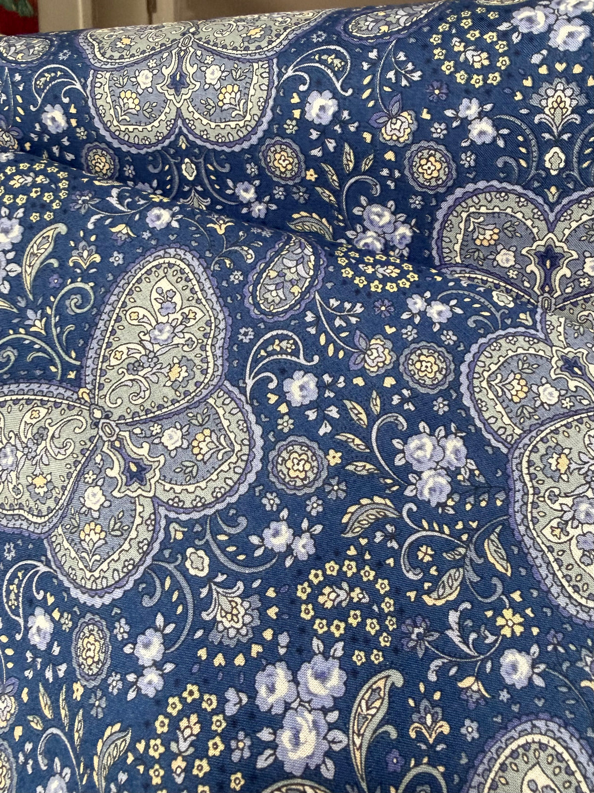 Butterflies, Paisley- Cotton Lawn 43”- KP9071-3E- Blue, Gray- Cosmo