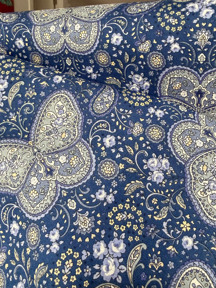 Butterflies, Paisley- Cotton Lawn 43”- KP9071-3E- Blue, Gray- Cosmo