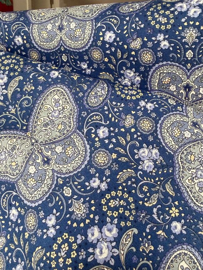 Butterflies, Paisley- Cotton Lawn 43”- KP9071-3E- Blue, Gray- Cosmo