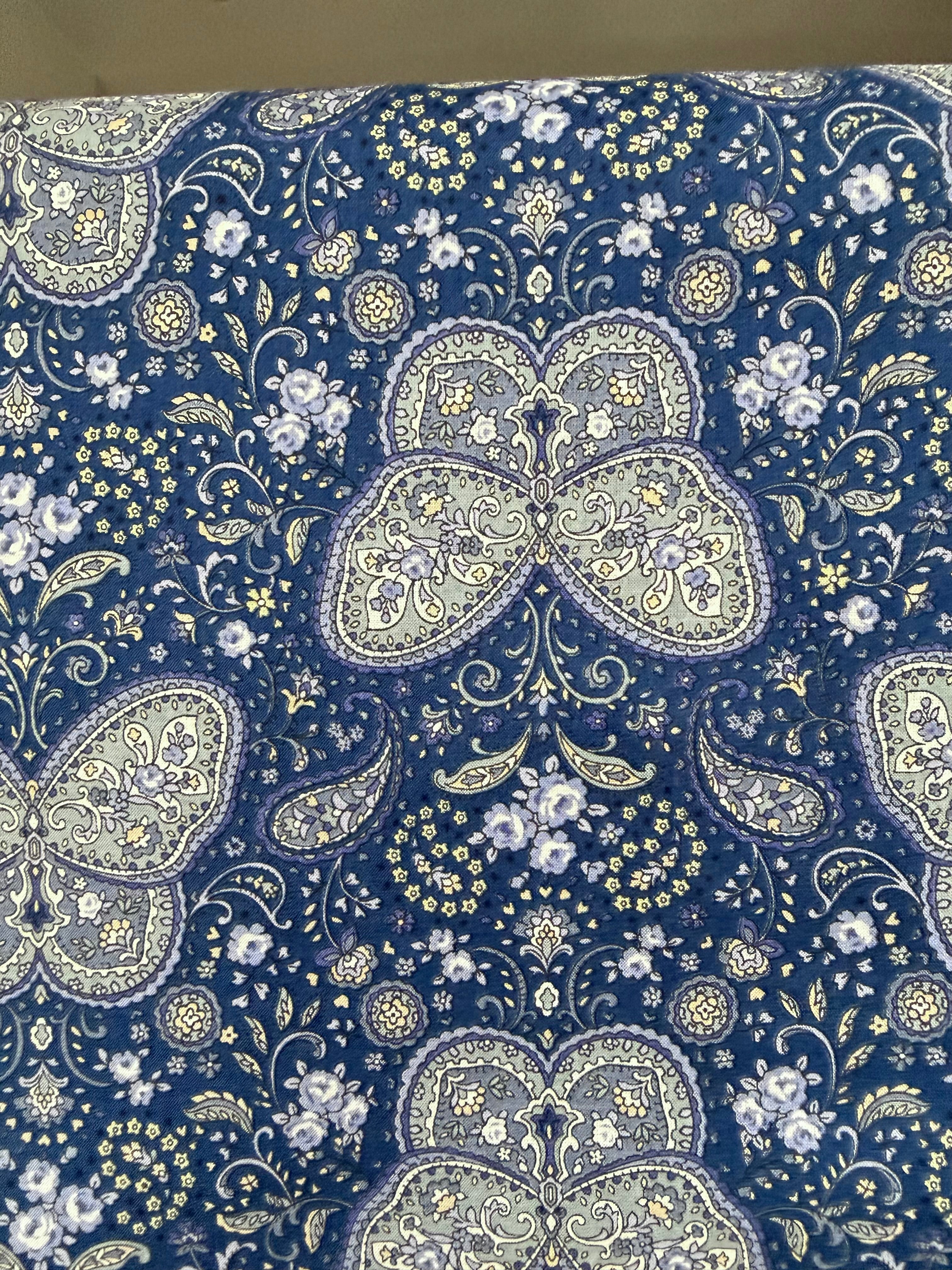 Butterflies, Paisley- Cotton Lawn 43”- KP9071-3E- Blue, Gray- Cosmo