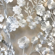 European White Floral Embroidery On Tulle (503)
