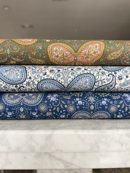 Butterflies, Paisley- Cotton Lawn 43”- KP9071-3A- Blue, White- Cosmo
