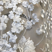 European White Floral Embroidery On Tulle (503)
