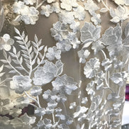 European White Floral Embroidery On Tulle (503)