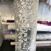 European White Floral Embroidery On Tulle (503)
