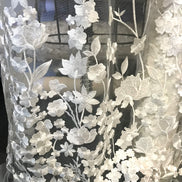 European White Floral Embroidery On Tulle (503)