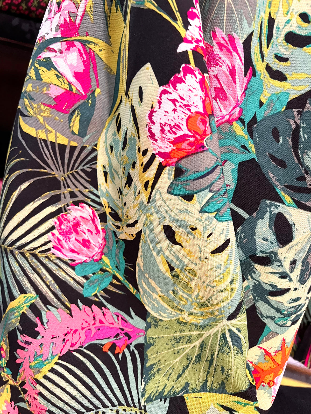 Botanical and Floral Print on Black 